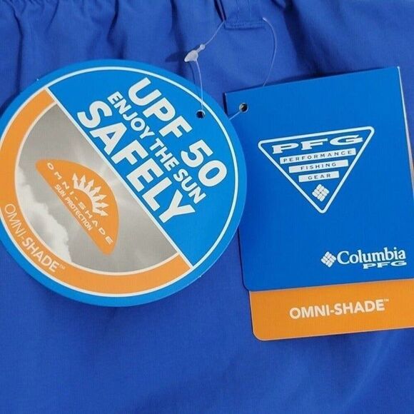 Columbia PFG Swim Trunks Mens XXL 2XL Omni-Shade Fishing Shorts Blue UPF 50 NEW - Picture 12 of 14